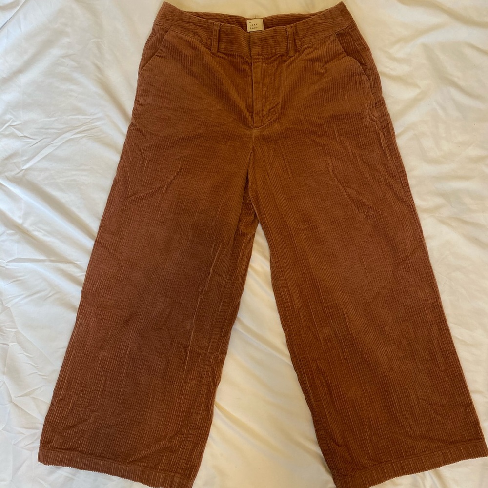 High waisted corduroy wide leg pants